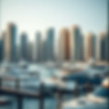 Scenic view of Dubai Marina with yachts and high-rise buildings