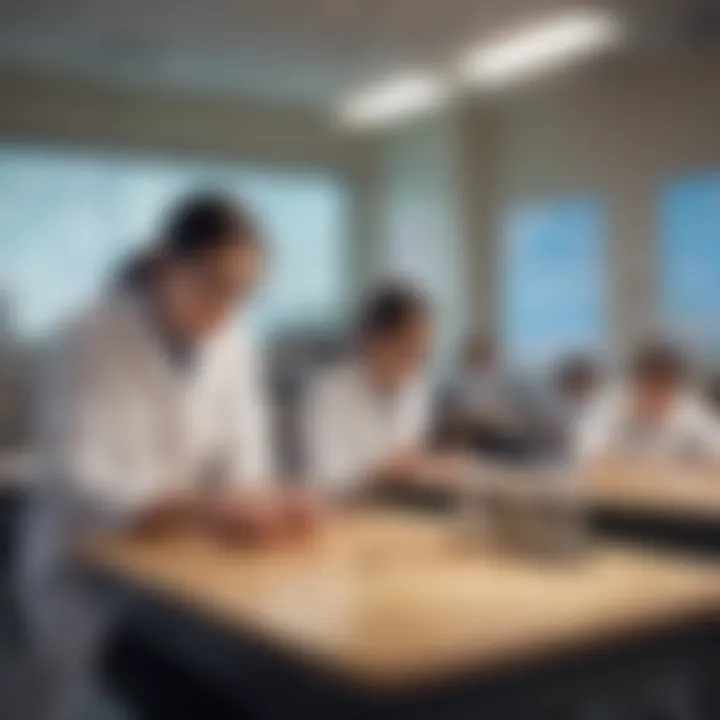 Students engaging in a science experiment in a classroom