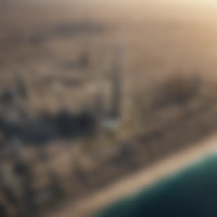 Aerial view of Burj Jumeirah amidst Dubai's skyline