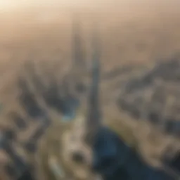 Aerial view of Burj Khalifa showcasing its grandeur.