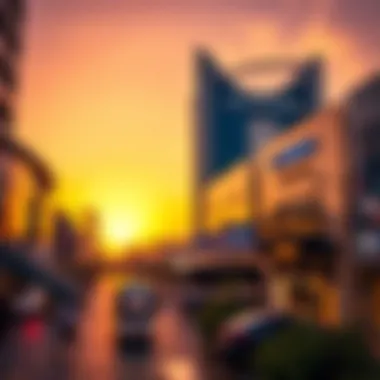 Panoramic view of CityWalk Mall at sunset highlighting its urban setting