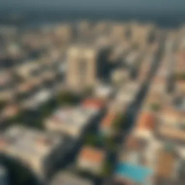 Aerial view of a vibrant Dubai neighborhood bustling with life
