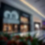 An elegant storefront showcasing luxury fashion brands inside The Dubai Mall