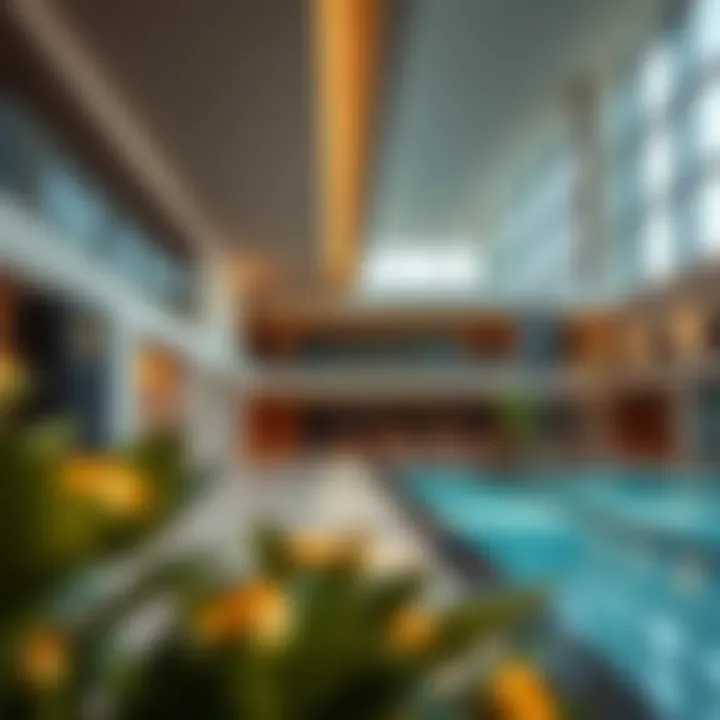 Luxurious amenities available at Cove Emaar including a swimming pool and fitness center