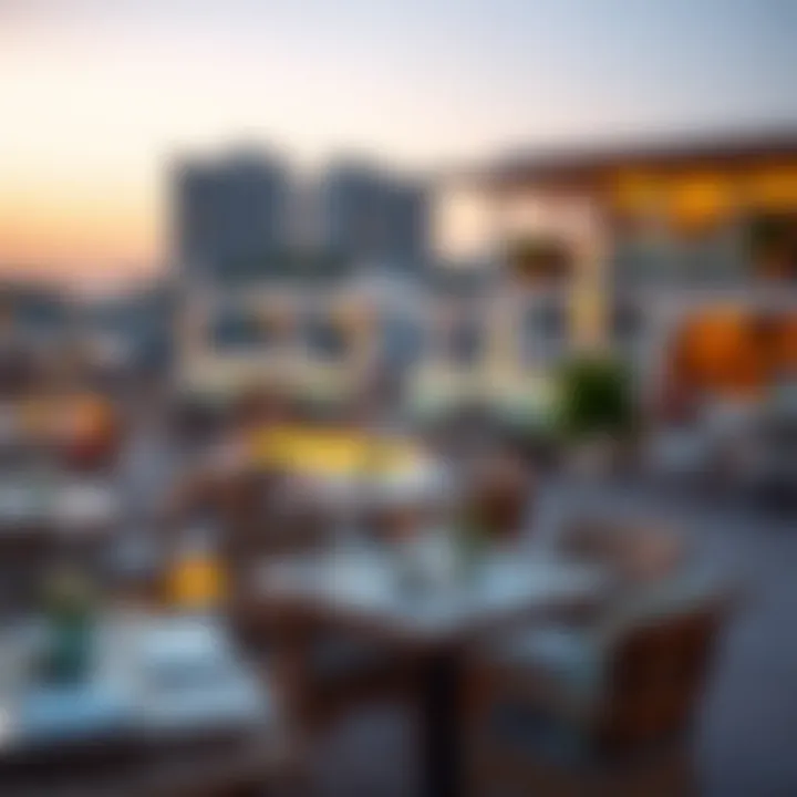 A stunning view of Jumeirah's beachside dining options at sunset.