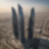 A stunning aerial view of Damac Towers Paramount showcasing its architectural design