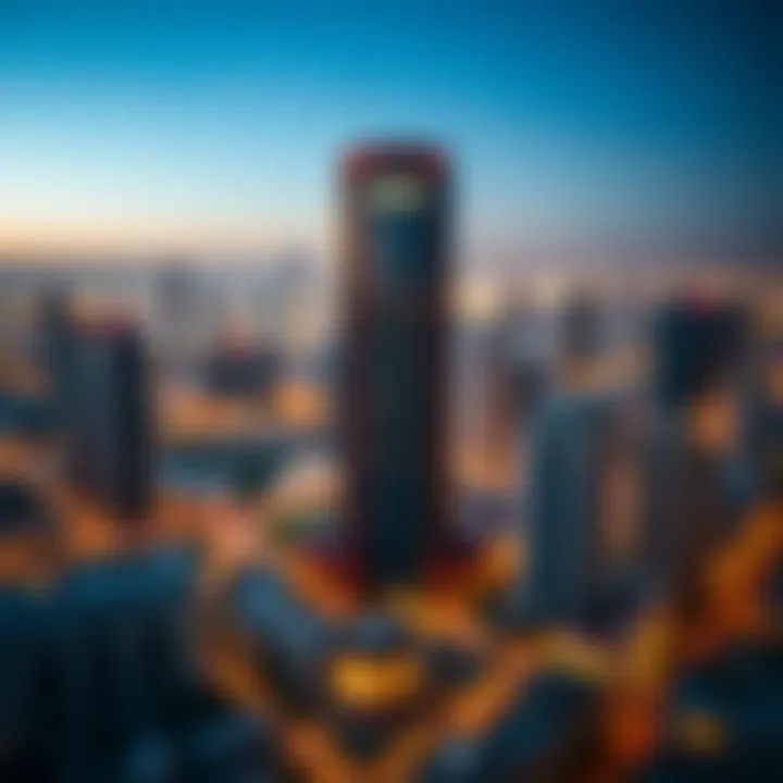 Damas Building Amidst Dubai's Iconic Skyline Panoramic view of the Dubai skyline with Damas Building in focus