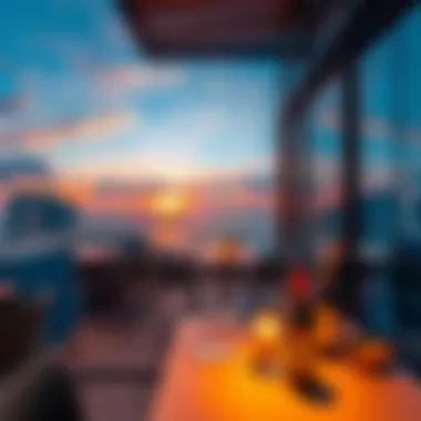 Breathtaking sunset view from a rooftop restaurant