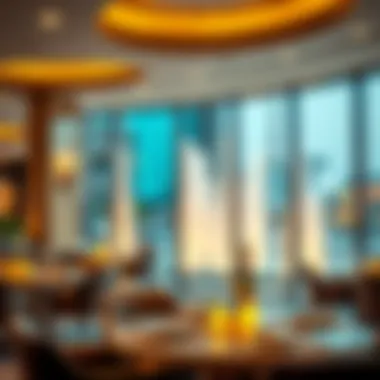 Elegant Restaurant Ambiance An elegant restaurant ambiance with fountain views