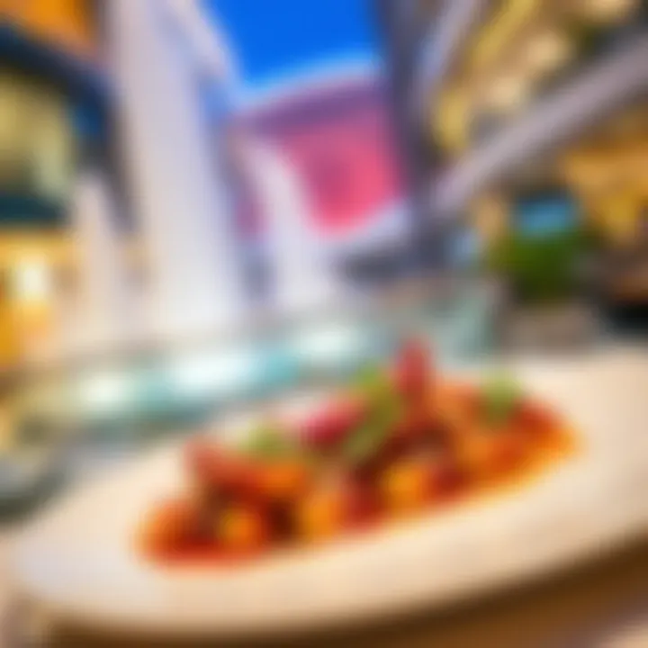 Gourmet Dish from Dubai Mall Close-up of a beautifully plated dish from a Dubai Mall restaurant