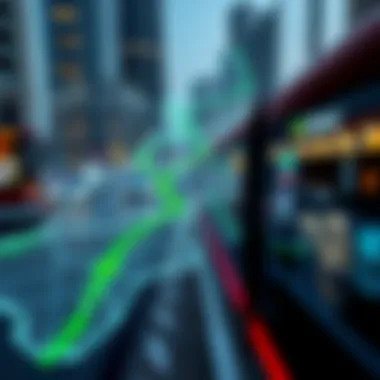 Map illustrating connectivity of Green Line metro stations within Dubai