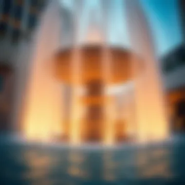 Close-up of the fountain's synchronized water movements integrated with music