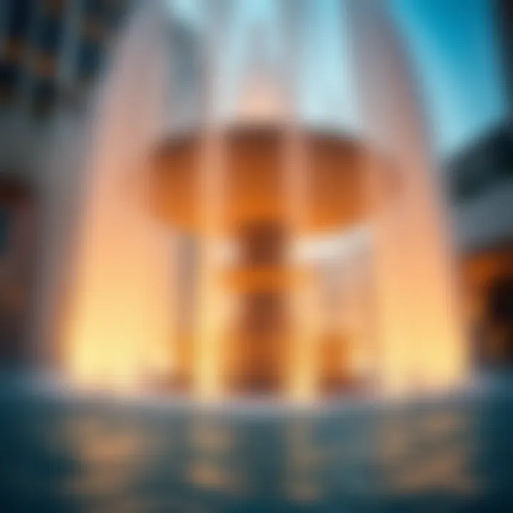 Close-up of the fountain's synchronized water movements integrated with music