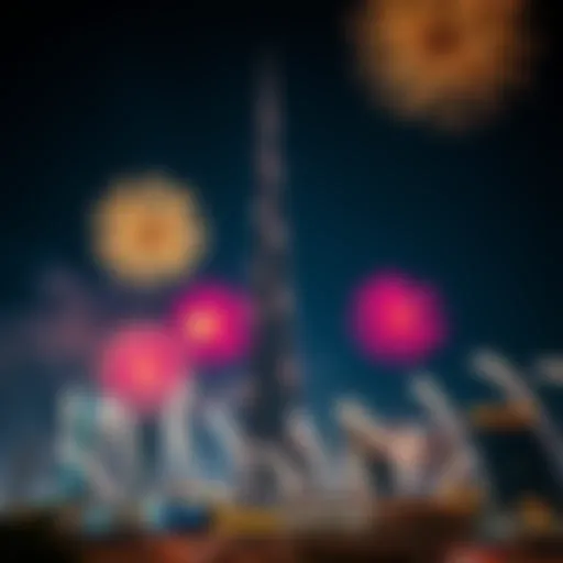 Spectacular view of Burj Khalifa fireworks