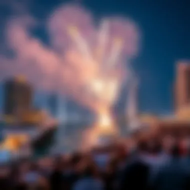 Crowd enjoying the Dubai Marina fireworks