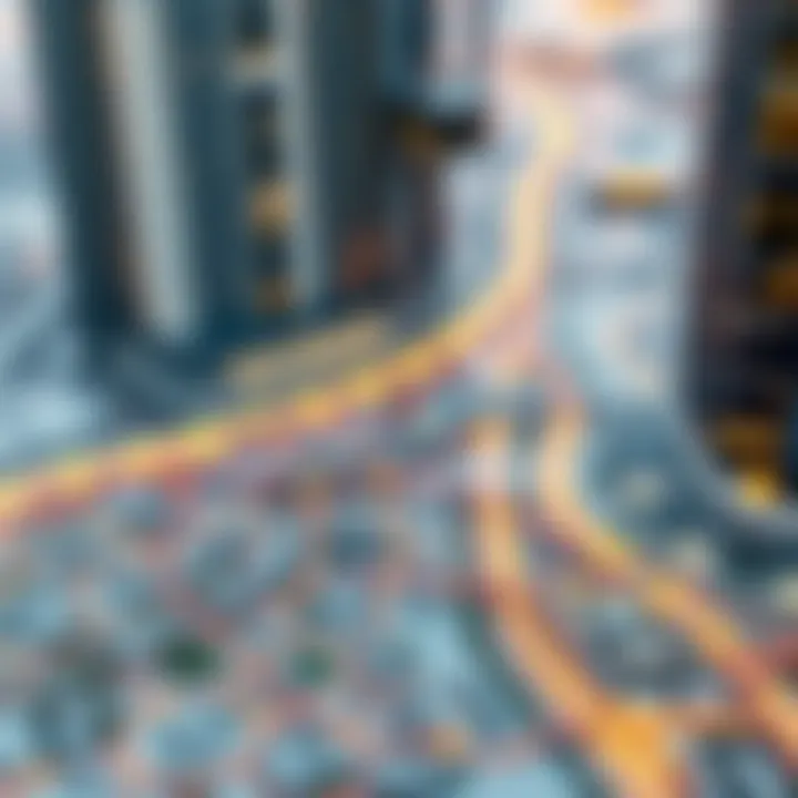 Urban planning map illustrating Dubai’s future developments