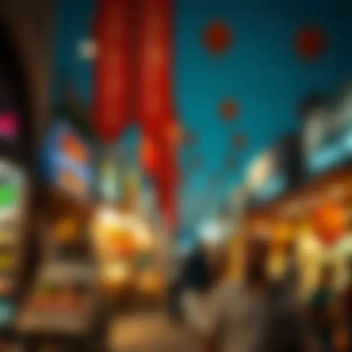 Festive market scene bustling with visitors enjoying Eid shopping