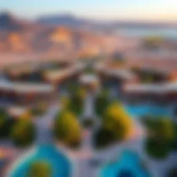 Aerial view of Desert Village Al Reef showcasing its unique layout