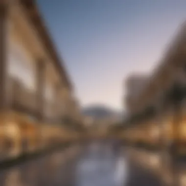 Modern Architectural Marvel of Dubai Hills Mall Exterior view of Dubai Hills Mall showcasing modern architecture