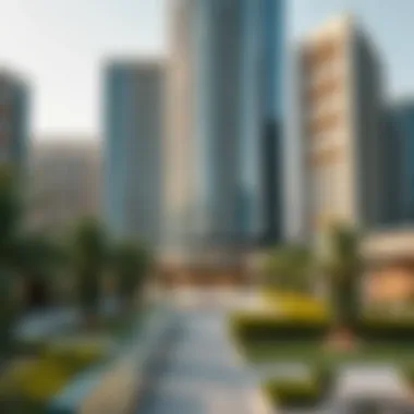 Amenities surrounding Jamal Tower including parks and retail spaces