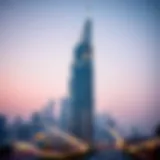 Majestic view of Jamal Tower against the Dubai skyline