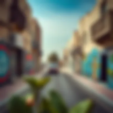 Vibrant Street Art in Al Quoz Overview of Al Quoz area with vibrant street art