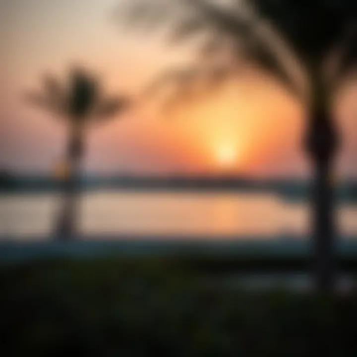 Sunset view over the lake in Safa Park