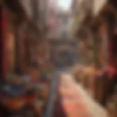 The Colorful Textiles and Spices of Souq Murshid The bustling atmosphere of Souq Murshid filled with colorful textiles and spices