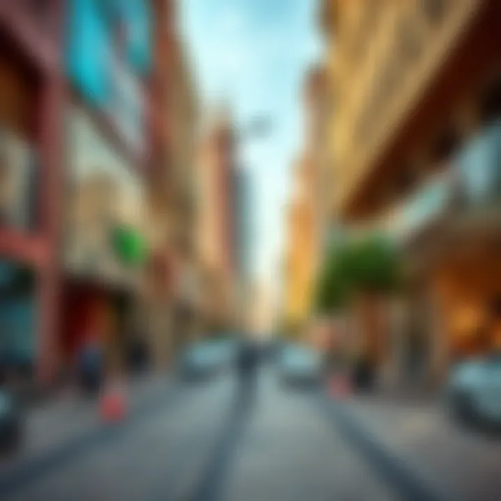 Street view of Bur Dubai with shops and cultural landmarks