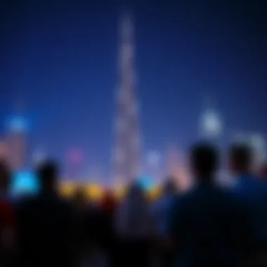 Audience enjoying the Burj Khalifa light display