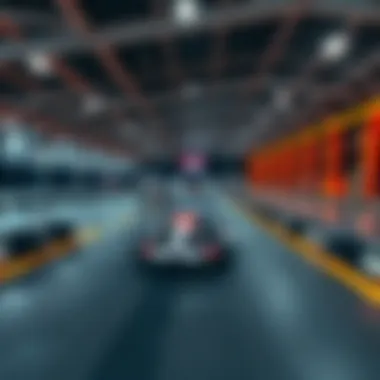 An aerial view of a cutting-edge go-karting facility in Dubai