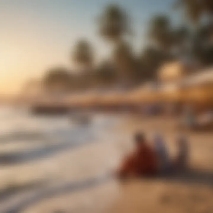 Stunning view of families enjoying the beach during the Eid holiday