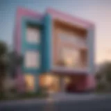 Stunning facade of a freshly painted Dubai house showcasing vibrant colors