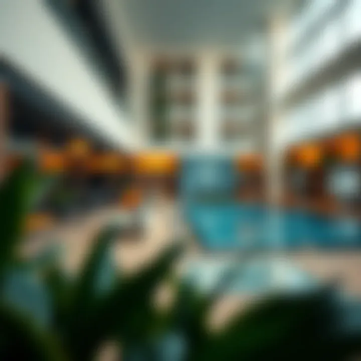 Amenities available in long stay apartments like gym, pool, and lounge area