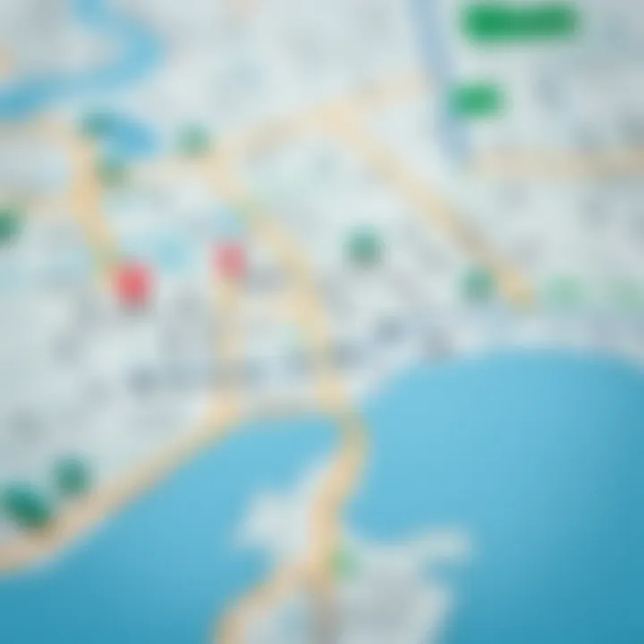 A map highlighting ideal locations for long stay apartments in Dubai