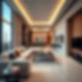 A luxury long stay apartment interior in Dubai featuring modern decor and furnishings