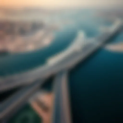 Aerial view of Maktoum Bridge showcasing its structure