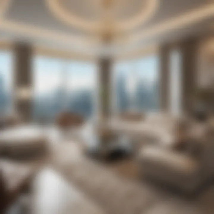 Luxurious living room interior of an apartment in Marina Heights Tower