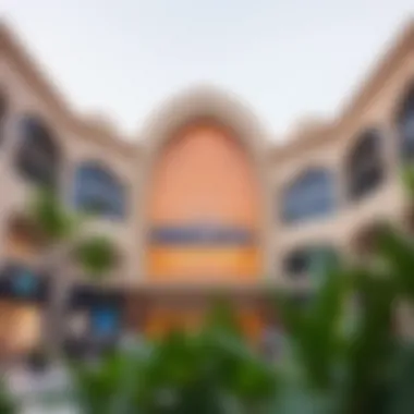 Exterior view of Mercato Mall showcasing its unique architectural style