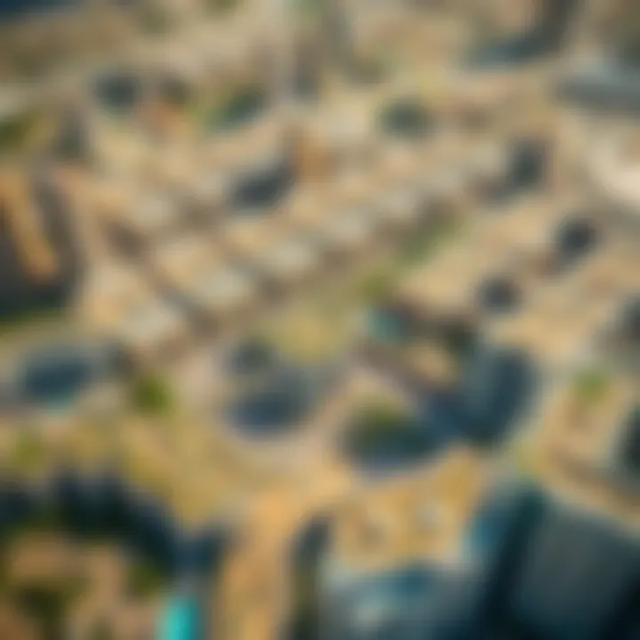 Aerial view of a bustling district highlighting real estate development