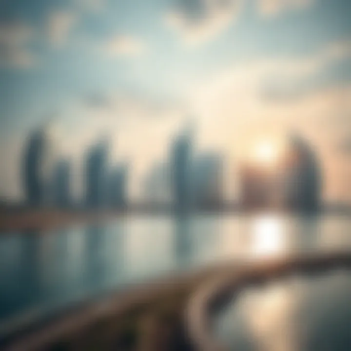 Render of Palm Deira's skyline with futuristic buildings