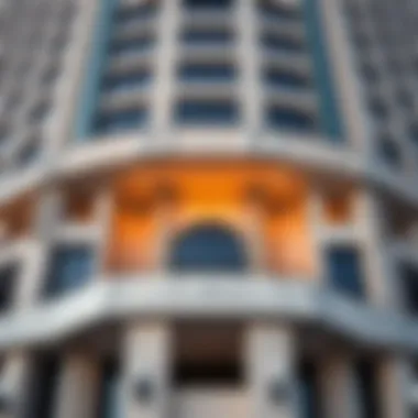 Architectural Details of the Bay Building Detailed image of the architectural features of the Bay Building's facade