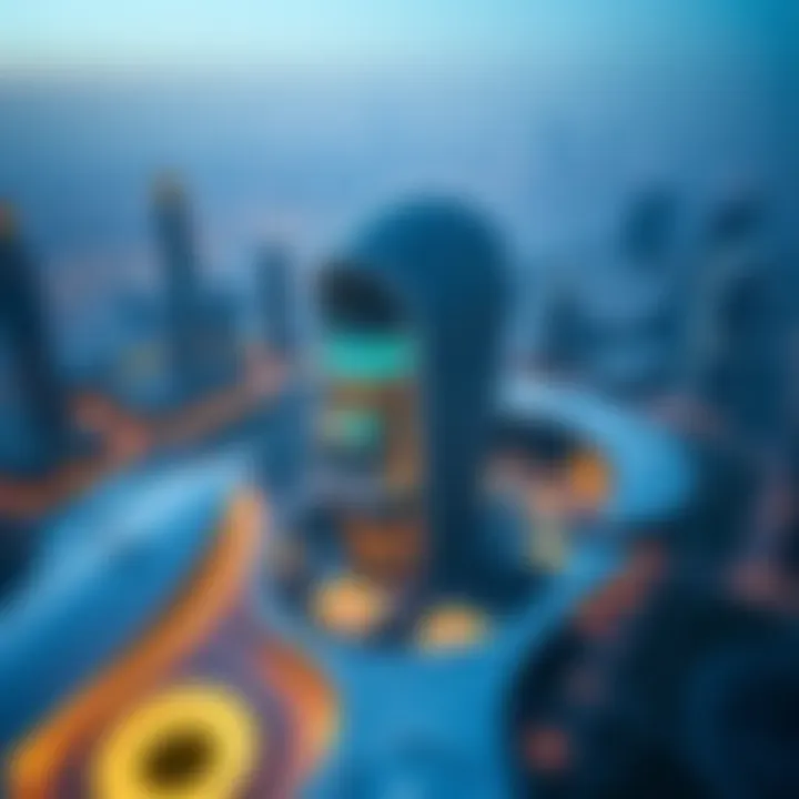 A breathtaking aerial view of The Hive in JLT showcasing its futuristic architecture against the Dubai skyline.