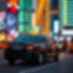 Iconic Dubai taxi showcasing vibrant city backdrop